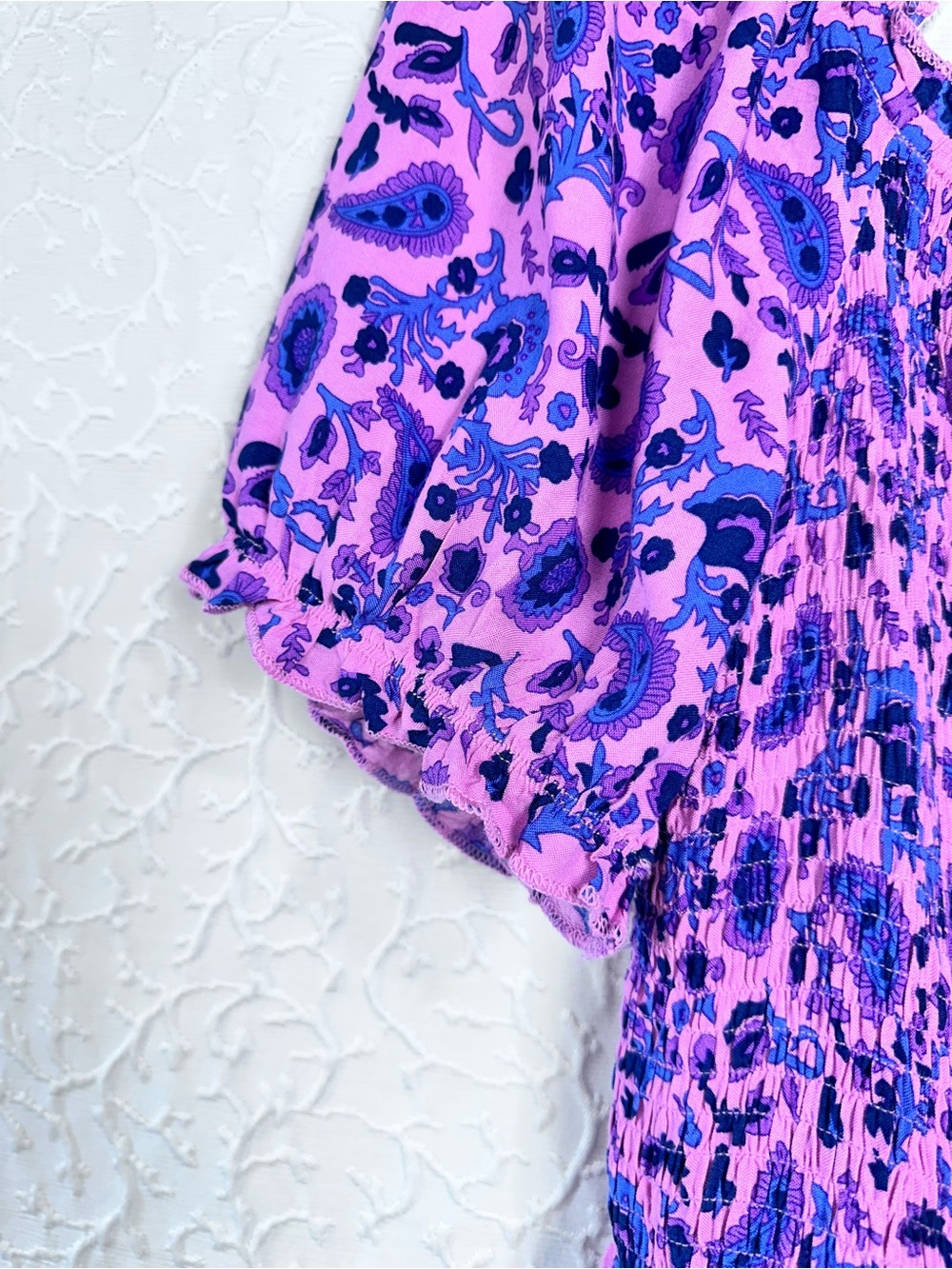 Off-Shoulder Purple Floral Maxi Dress Zesica Women's Floral Maxi Dress Size L - Picture 8 of 9